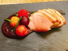 Grilled Dish: Braised duck breast with Miso and red wine sauce